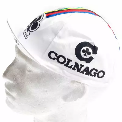 Vintage Cycling Casquette Vélo Vintage Logo Colnago Blanche 5 Vintage Cycling Casquette Vélo Vintage Logo Colnago Blanche – Image 3