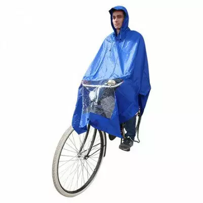 Hooodie Poncho De Pluie Bleu Avec Fenêtre 3 Hooodie Poncho De Pluie Bleu Avec Fenêtre