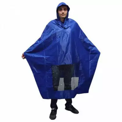Hooodie Poncho De Pluie Bleu Avec Fenêtre 4 Hooodie Poncho De Pluie Bleu Avec Fenêtre – Image 2