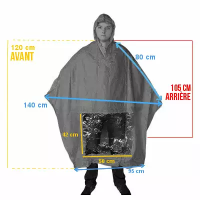 Hooodie Poncho De Pluie Bleu Avec Fenêtre 5 Hooodie Poncho De Pluie Bleu Avec Fenêtre – Image 3