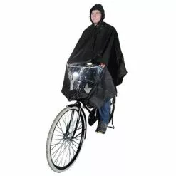 Hooodie Poncho Pluie Noir Avec Fenêtre Pour éclairage Vélo