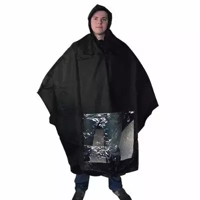 Hooodie Poncho Pluie Noir Avec Fenêtre Pour éclairage Vélo 4 Hooodie Poncho Pluie Noir Avec Fenêtre Pour éclairage Vélo – Image 2